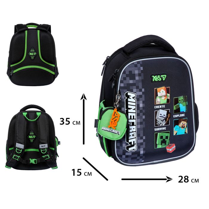 Рюкзак шкільний каркасний YES H-100S Minecraft Reality 35х28х15см., 550223