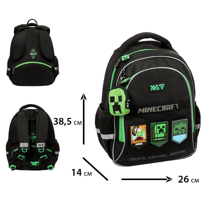 Рюкзак шкільний YES S-115M Minecraft Mode 38,5х26х14см., 550298