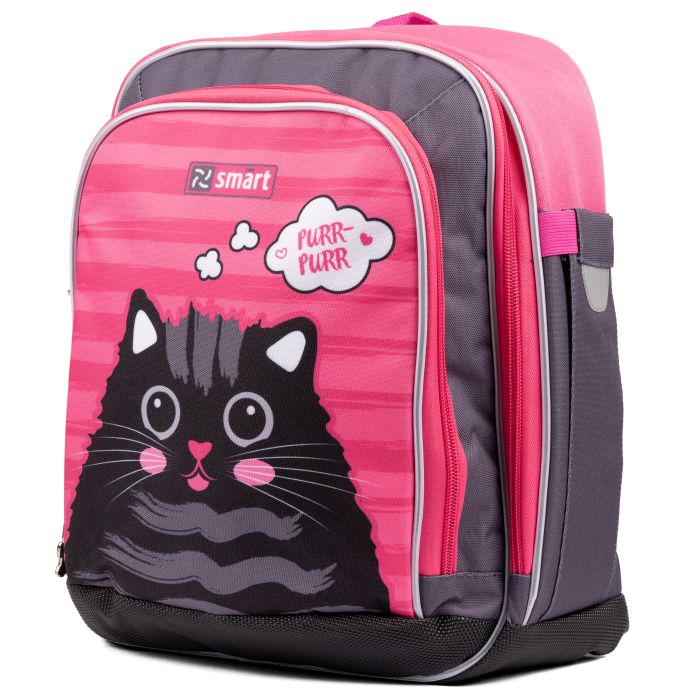Рюкзак шкільний Smart H-55 "Cat rules", рожевий/чорний 38*24*14см., 558036